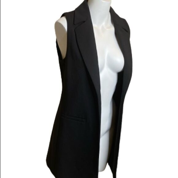 Katherine Barclay Montreal black open front sleeveless long line blazer XS - Picture 7 of 16